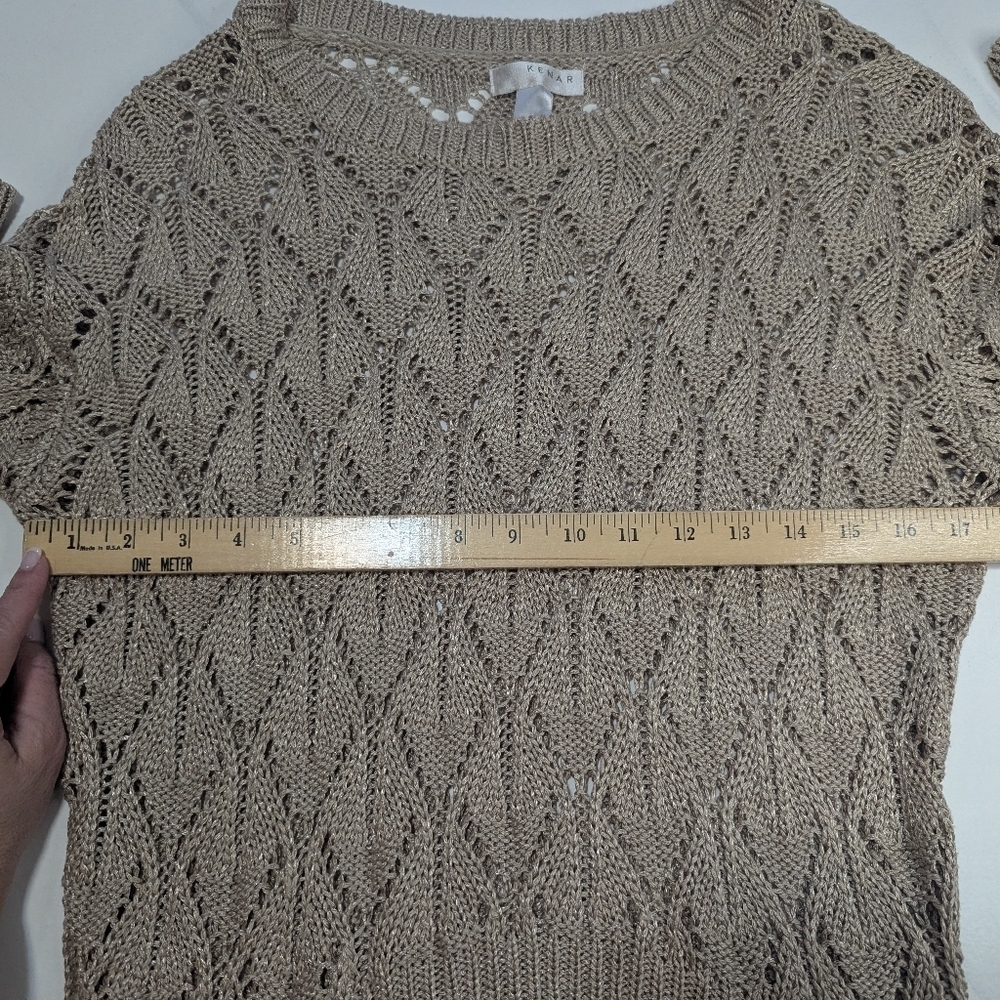 Kenar Pullover High-Low, 3/4 Sleeve Sweater Women's Acrylic Blend Beige, Large - Picture 5 of 9